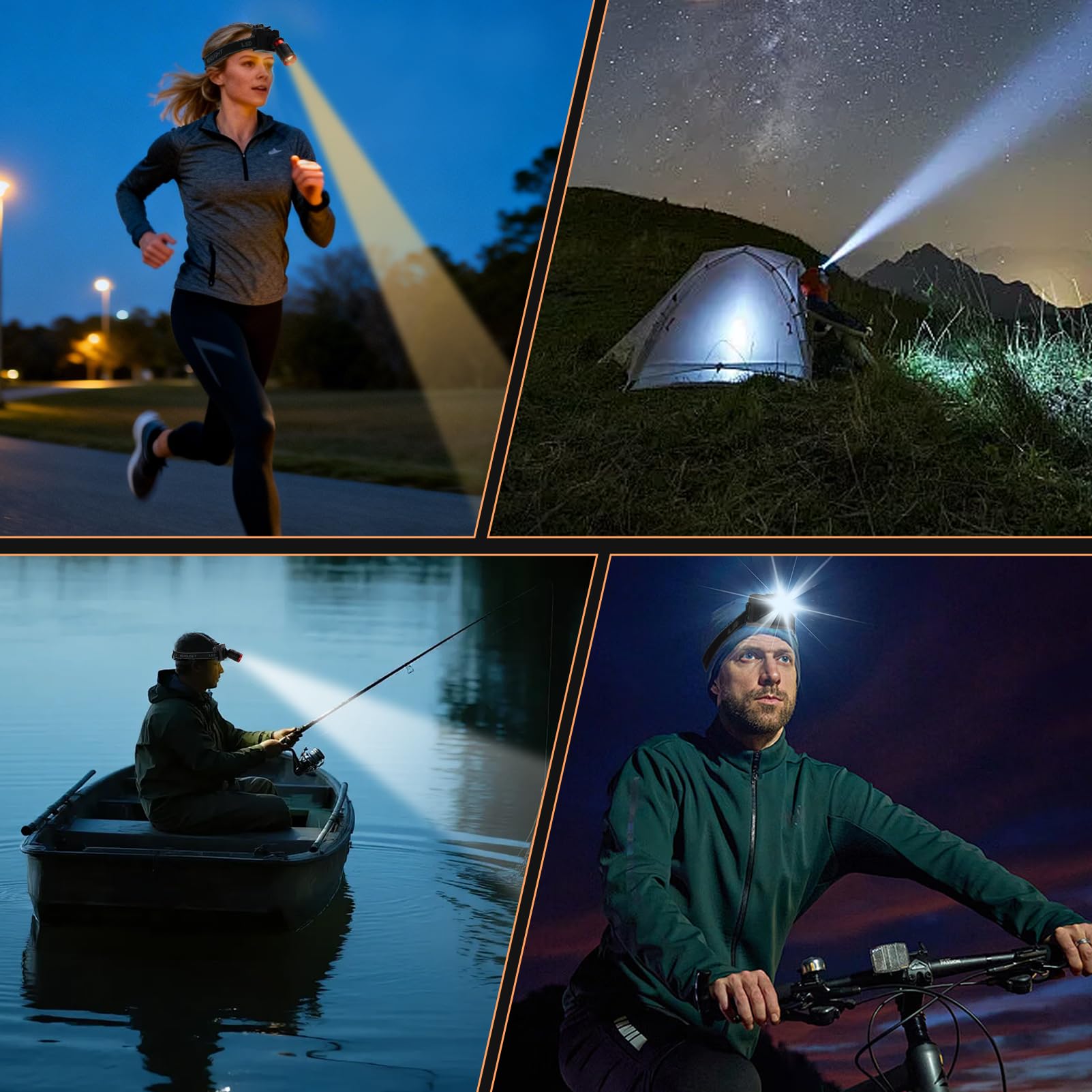 Lampe frontale LED 5 modes, tête lumineuse télescopique et réglable, perles LED 4 couleurs, phare mains libres super lumineux pour camping, randonnée, réparation, travail en plein air et