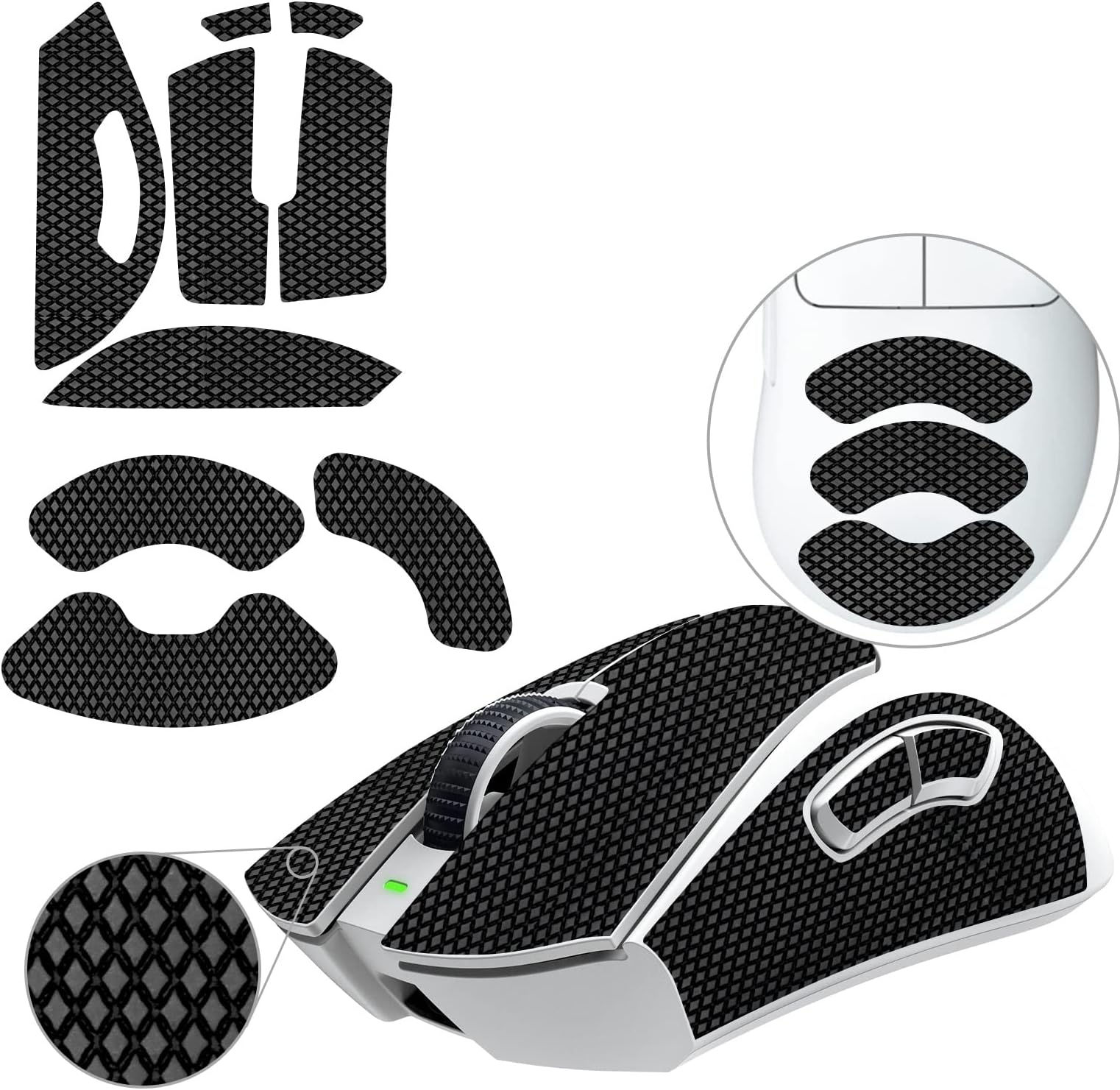 Mouse Anti Slip Grip Tape Compatible with Razer DeathAdder V3 Pro Gaming Mouse, Palm Sweat Absorption, Thin 0.5mm, Cut to Fit, Easy to Apply, Mouse Skin (Black)