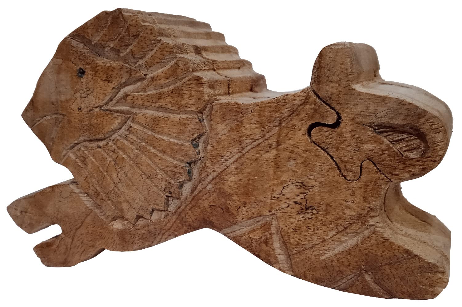 Purpledip Wooden Puzzle Box 'Leaping Lion': Handmade Keepsake Magic Game Gift (12001)