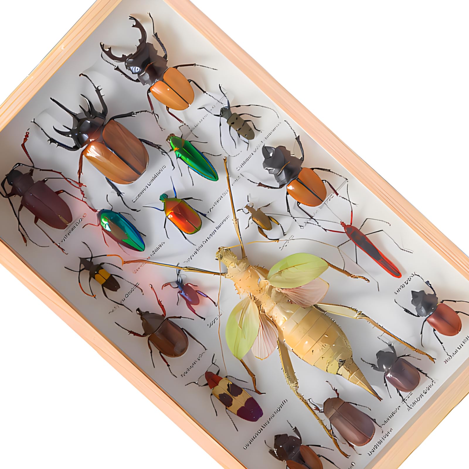 DRXRD Vitrina de Insectos Reales, Caja de Taxidermia de Insectos Mixtos con Marco de Madera y Cierre para Colgar, para Educación y Enseñanza (34 x 20.5 x 4.3cm) A