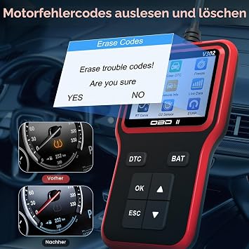 OBD2 Diagnostic Tool V302 OBDII Diagnostic Tool with Full OBD2 Functions Engine Fault Code Reader Car Diagnostic Device Scanner CAN Diagnostic Tool for All OBD II Protocol Cars