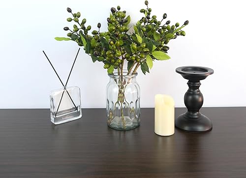 Miniatura 6 de 5 piezas de flores artificiales, tallos de bayas falsas, ramas en aerosol para jarrón, hogar, oficina, decoración de fiesta (verde)