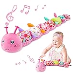 Sumobaby Infant Baby Musical Stuffed Animal Toys for 0-3-6-12 Months,Multi Sensory Toys with Crinkle and Rattles, Tummy Time Toys for Newborn Boys Girls, Caterpillar, Pink