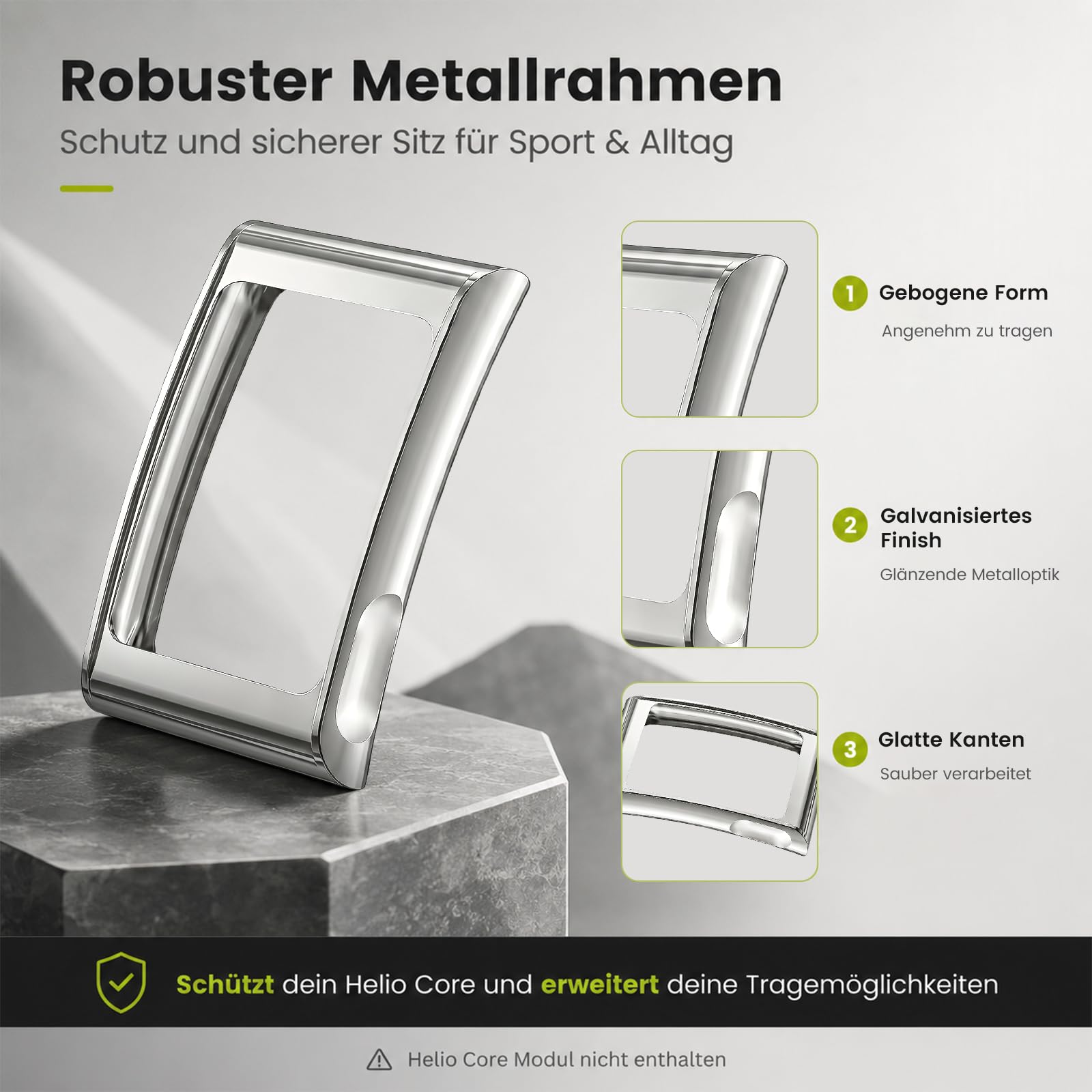 SimpleThings Ramka ochronna do Amazfit Helio Strap, metalowa ramka zamienna z przyłączem 22 mm, etui ochronne do Helio Strap Fitness Tracker