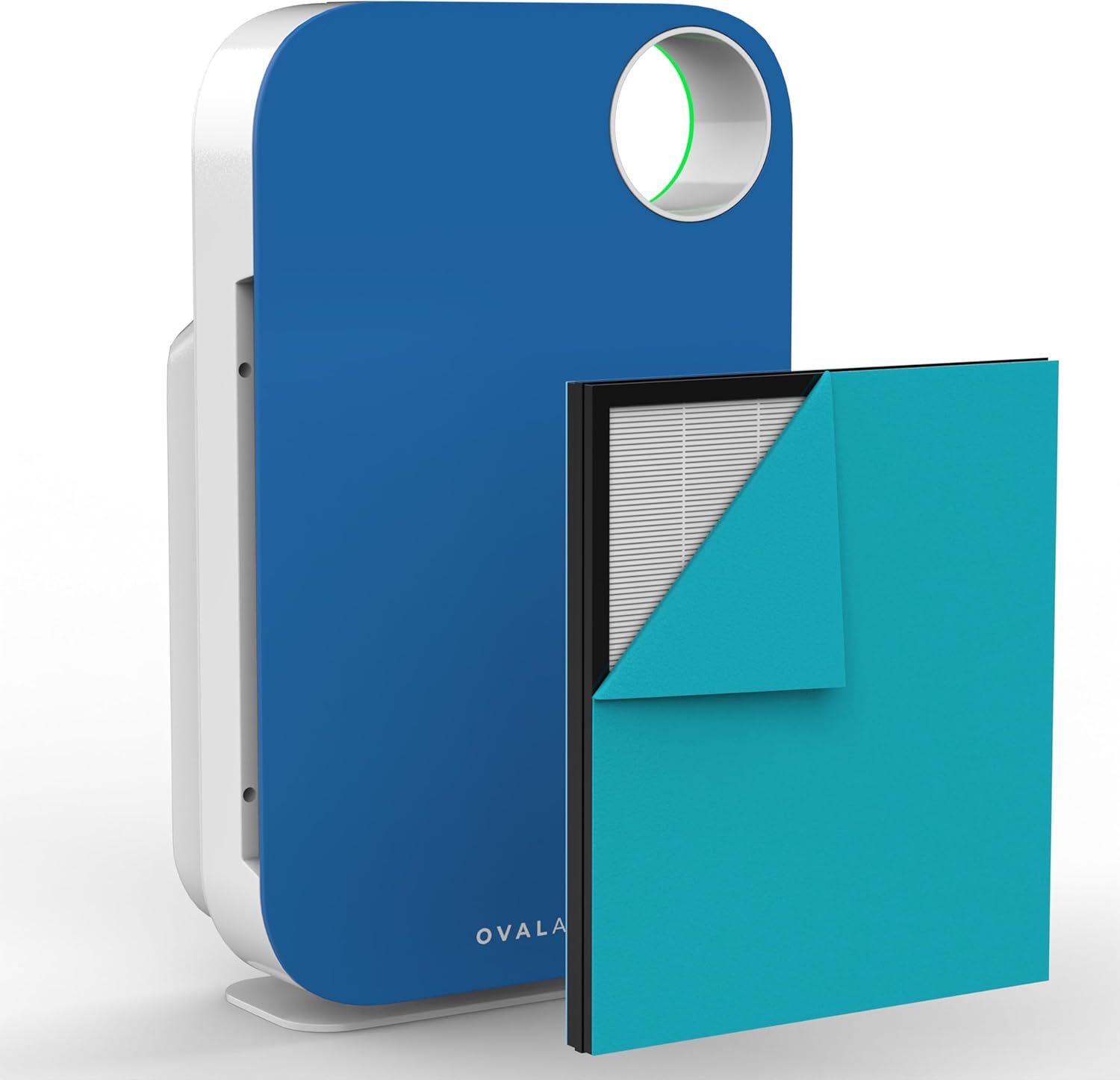 OVAL AIR AIR1000G 3-Stage H13 True HEPA 5-in-1 Air Purifier for Rooms up to 600 sq. ft. reduces Pet Odors, Smoke, Santorini Hills Blue