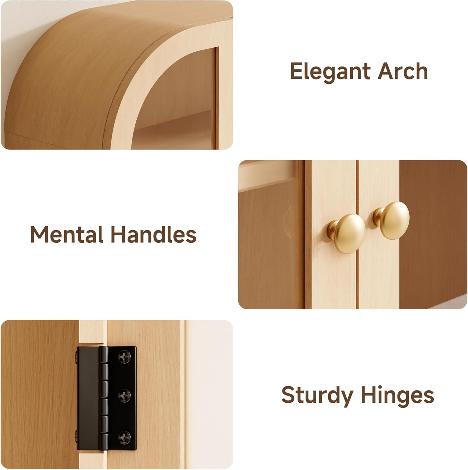 Fatmok Arched Bathroom Wall Cabinet Over The Toilet Storage Cabinet,23.6"x31.5" Wood Medicine Cabinet Wall Mounted with Glass Doors & Adjustable Shelf,Floating Wall Cabinet for Bathroom(Natural Wood)