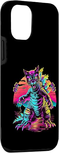 Miniatura 3 de iPhone 13 Pro Streetwear Synthwave 80s 90s Catzilla graphic Cat Japanese Case