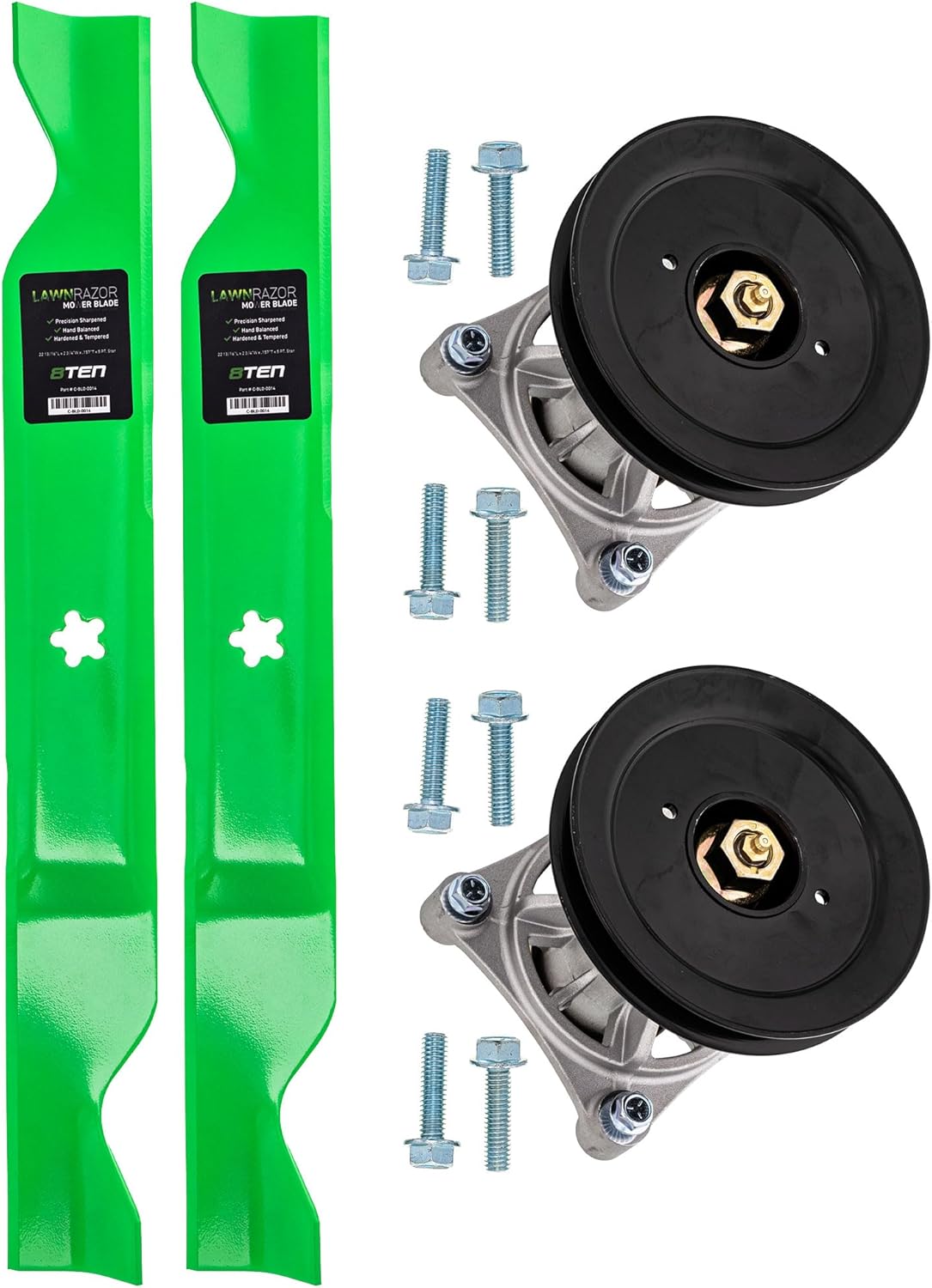 8TEN Spindle Medium Lift Blade Kit for Husqvarna 46 inch EZ 4220 4624 4822 4824 RZ 4619 4620 4623 46i Z 246 Zero Turn