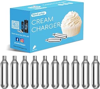 Wellwhip 10-Pack 8g N2O Whipped Cream Chargers, Food-Grade Whip Cream Cartridges for Homemade Desserts & Party Treats
