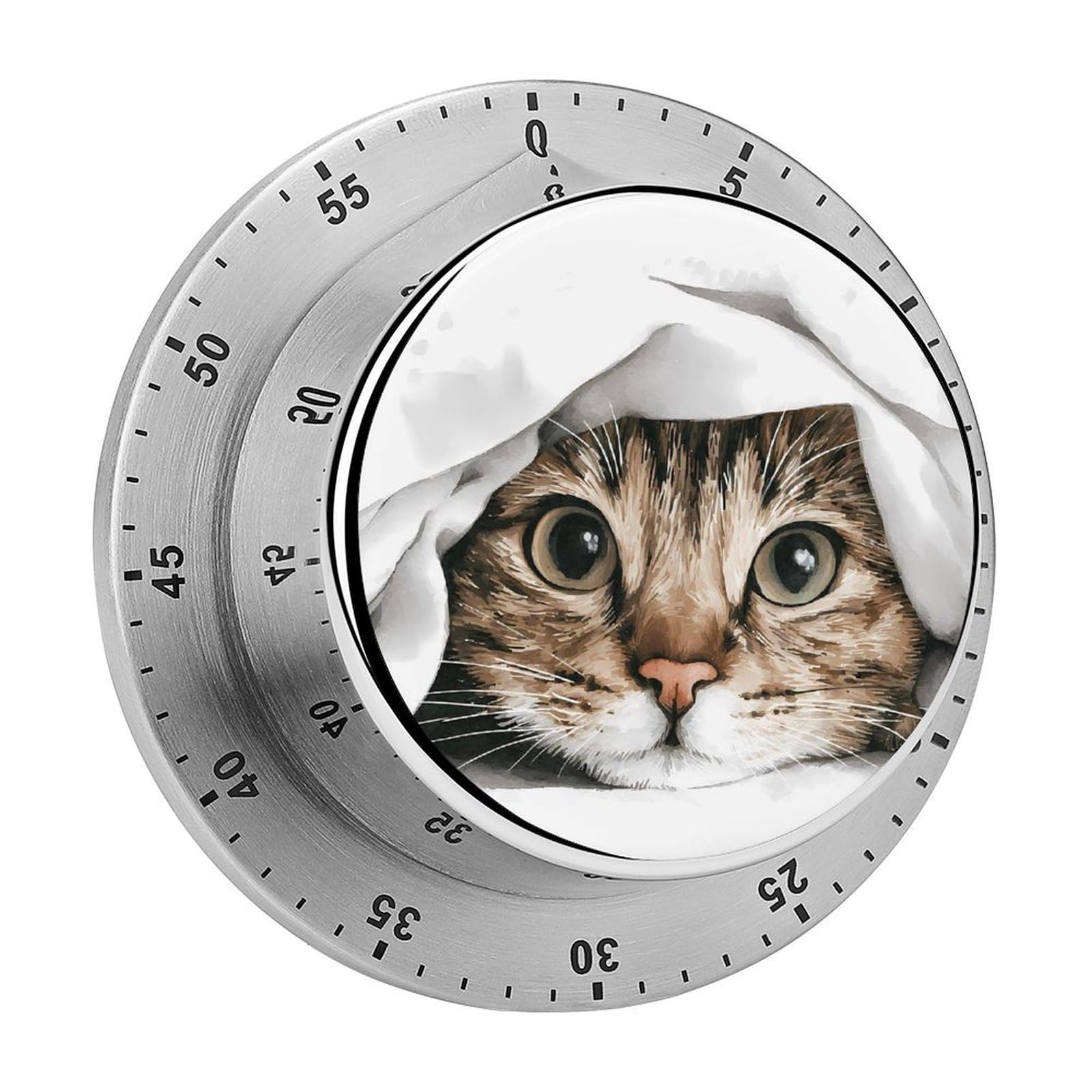 Tabby Cat PeekingMechanical Timer with Alarm for Kitchen Cooking Productivity Stainless Steel Timers