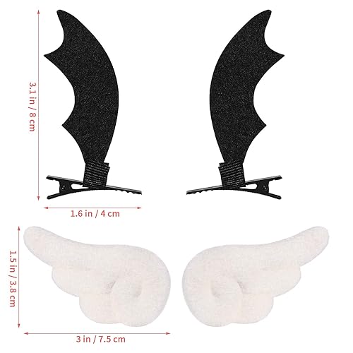 Miniatura 2 de Beaupretty Pinzas para el cabello, 2 pares de alas de ángel y alas de diablo, pinzas de pelo de felpa, bonitos accesorios para el cabello para niñas