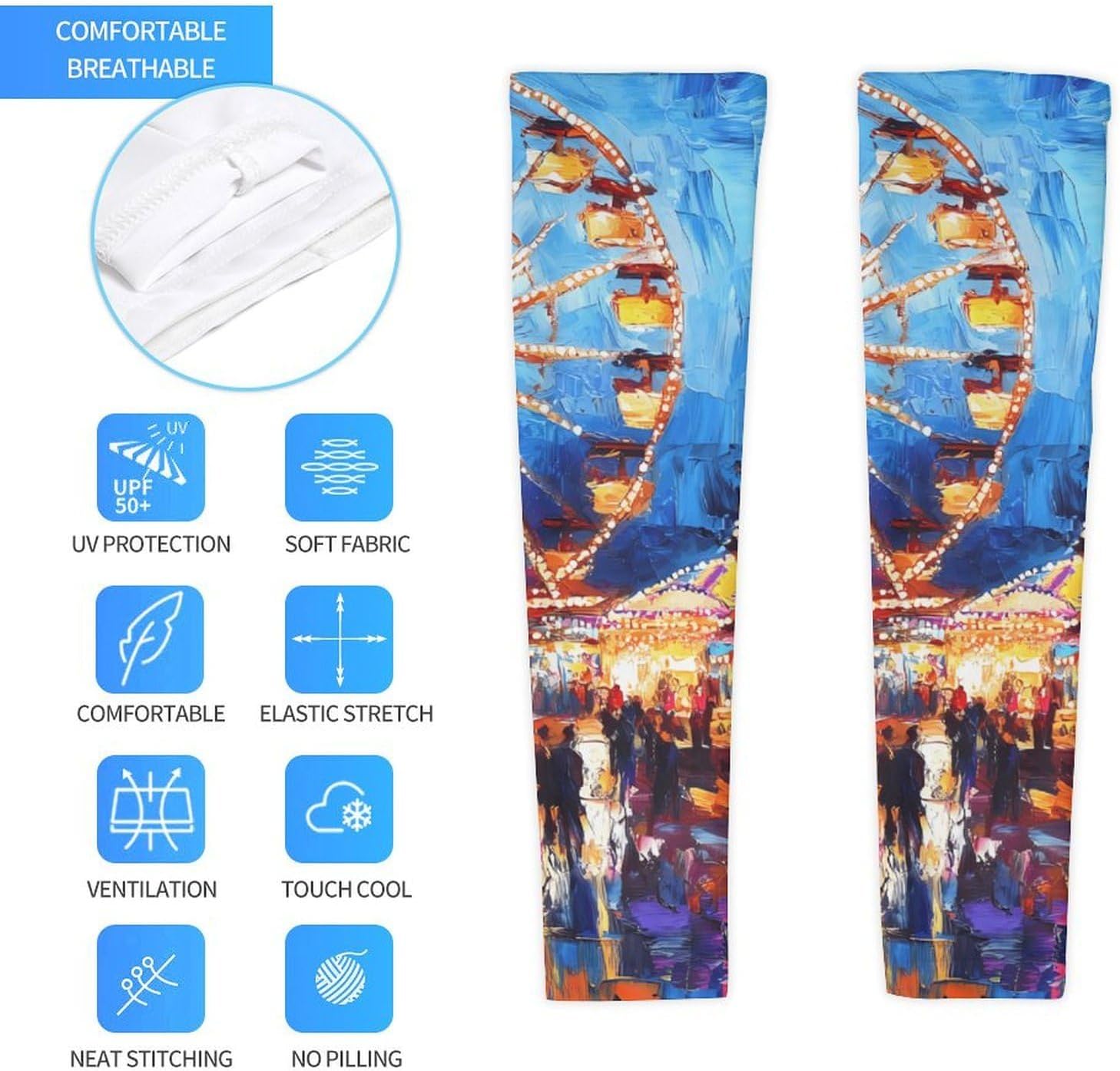 Carnival Ferris Wheel Circus Arm Sleeves Cooling Sun Protection Sports Compression for Golf Basketball