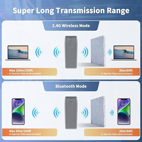 Miniatura 4 de NetumScan Mini QR Bluetooth escáner de código de barras, 3 en 1, lector de código de barras inalámbrico automático 1D 2D para inventario, escáner de