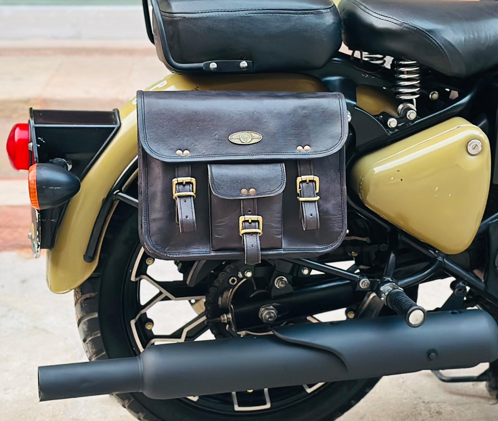 Creative Art & Craft Leather Motorcycle Side Bag Retro Look/Saddle 