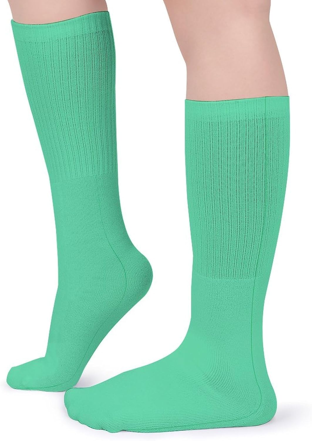 Emerald Green Crew Socks High Stocking Thermal Socks | Tube Socks-Breathable-Moisture-Soft-wicking for Hospital Pilates Yoga for women men Grippy for office and daily walking
