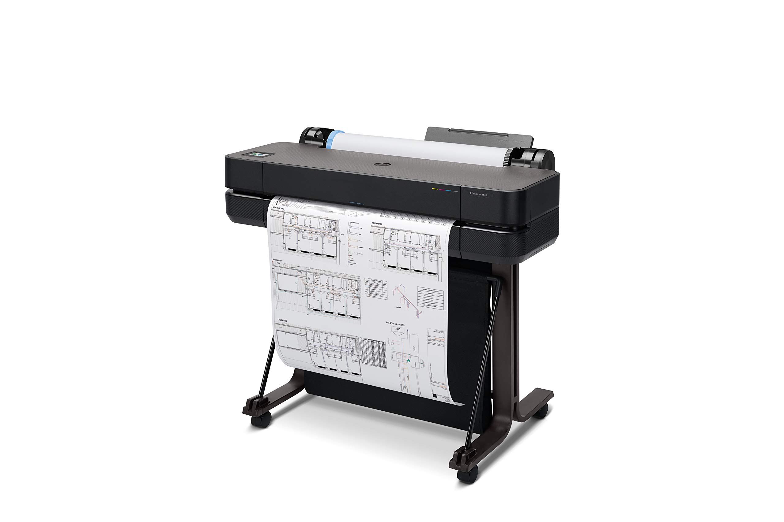 HP DesignJet T630 Großformatdrucker, 24 Zoll, bis zu A1, mobiles Drucken, Wi-Fi, Gigabit Ethernet, Hi-Speed USB 2.0, 1 Jahr Garantie (5HB09A), Schwarz