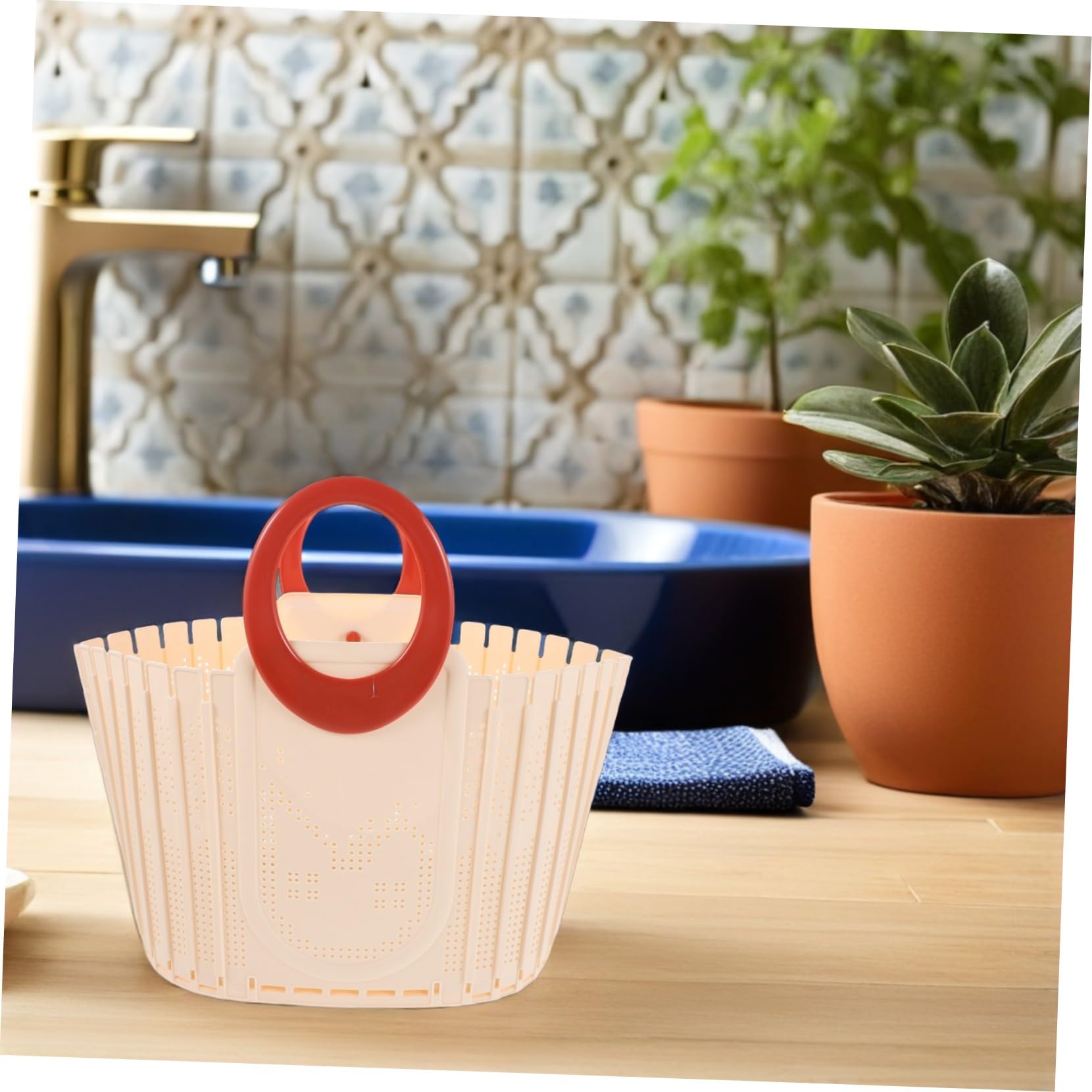 Cesta Plegable de Plástico con Asa para Ducha y Lavandería Organizador Portátil Colgante para Baño Ahorro de Espacio Dormitorios Gimnasios y Camping