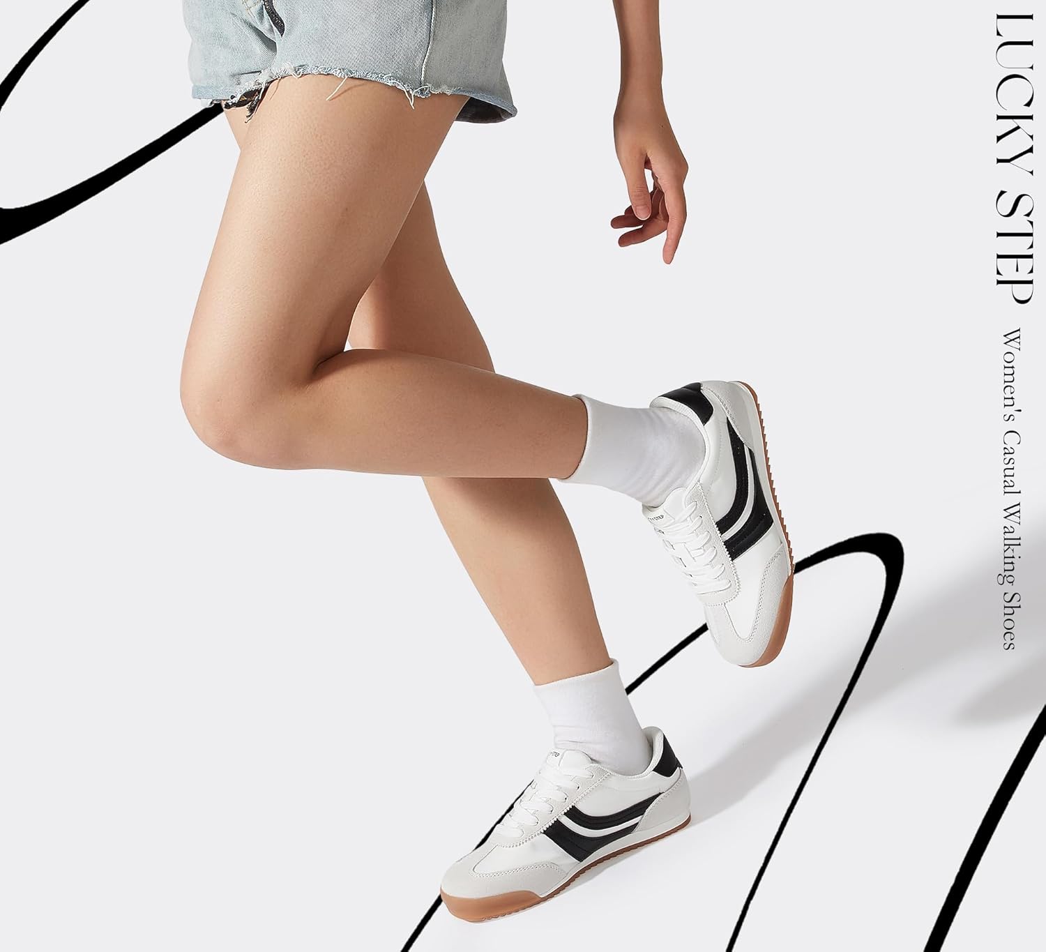 LUCKY STEP Women's Fashion Sneakers Thin Sole Lace up Tennis Shoes Lightweight Walking Running Gym Workout Classic Retro Footwear Anti Slip Trainers - Image 7