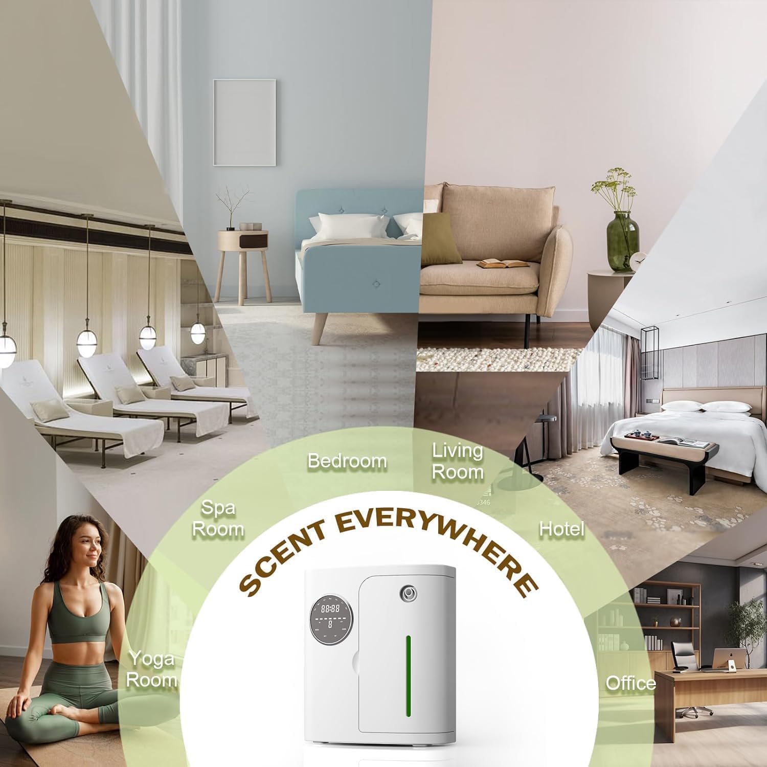 Waterless Diffuser, 2500 Sq.Ft Coverage, Essential Oil Diffusers, Plug in Scent Air Machine with App Control, 160ML, House Warming Gift Ideas for New Home, Large Room, Office, Hotel, White - Image 6