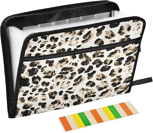 Miniatura 1 de Carpeta expandible con estampado de leopardo dorado rosa, 13 bolsillos, diseño de camuflaje de animales, carpetas de archivo expandibles,