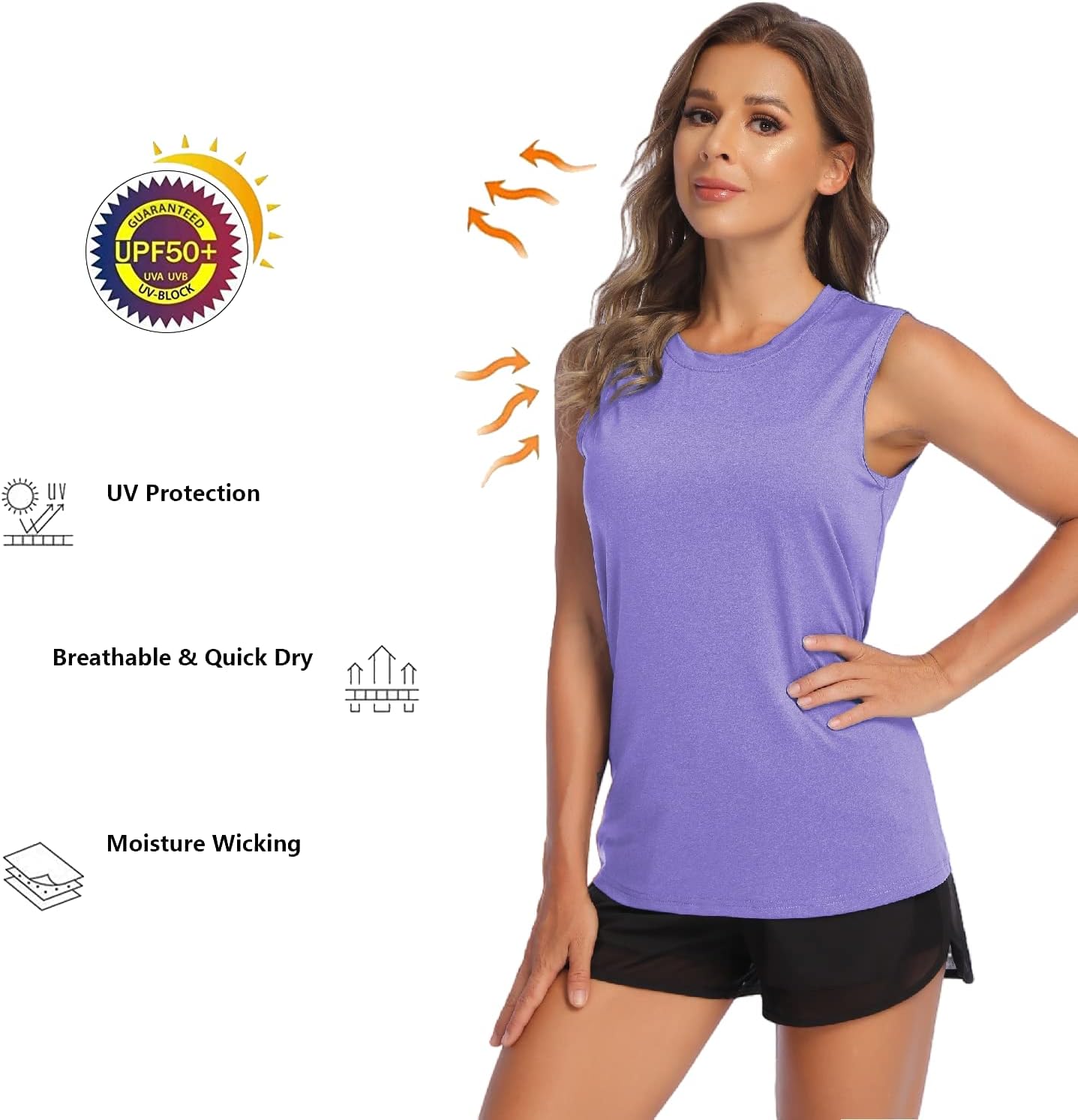 COOrun Women's Sleeveless Athletic Shirts Lightweight Sports Shirt Quick Dry Yoga Tank Tops Muscle Tank - Image 4