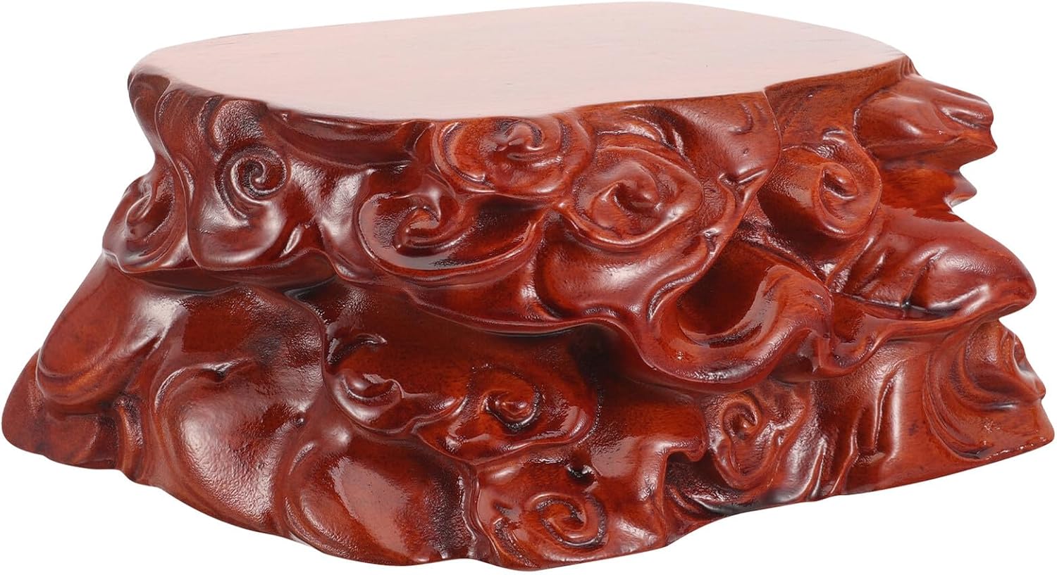 BESPORTBLE Wooden Vase Stand and Decorative Display Pedestal with Carved Stone Base, Small Size Wood Riser for Centerpieces and Crafts, Wooden Plant Pot Holder for Home Décor