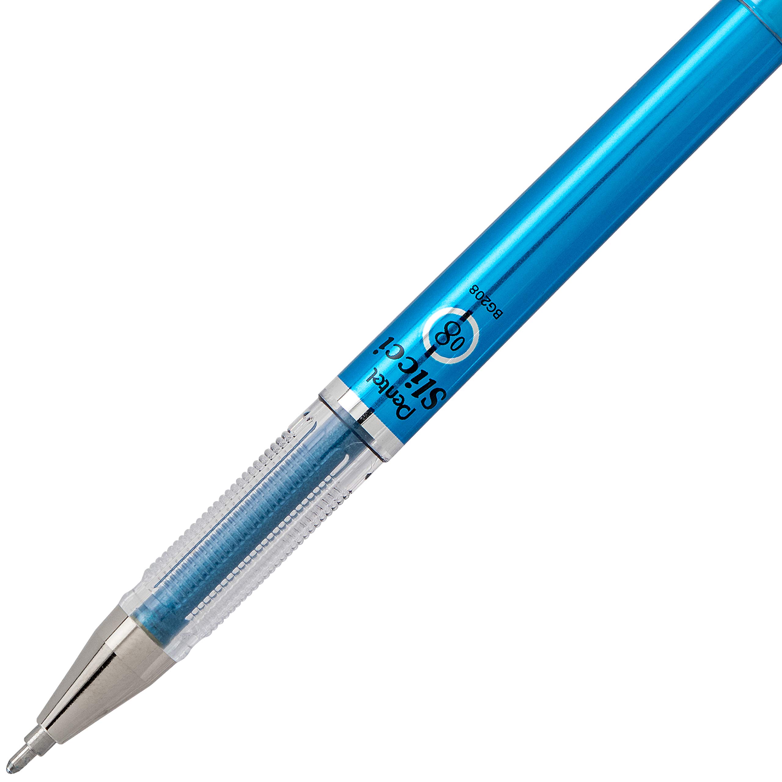 Pentel Arts Slicci Metallic 0.8 mm Needle Tip Gel Pen, Metallic blu Ink, 1 Pack (BG208BPMC)