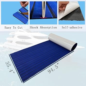 Boat Flooring Mat EVA Foam Boat Decking Marine Carpet Faux Teak Sea Decking Sheet Non-Slip Self-Adhesive Flooring Material for Pontoon Yacht Surfboard Swim Platform RV Floor 94 x 35