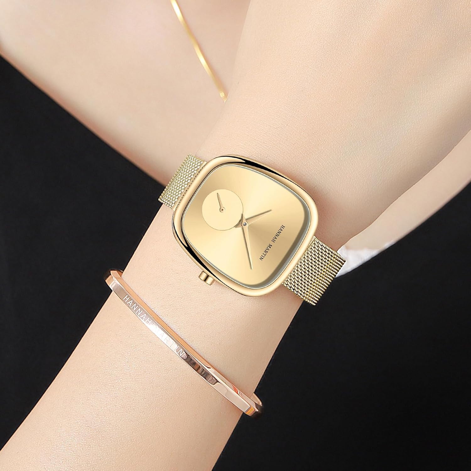 HANNAH MARTIN Watches for Women Waterproof Ladies Analog Quartz Wrist Watches Stainless Steel Band Fashion Dainty Female Watch Luxury Bracelet Diamond - Image 2