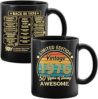 QUPT 50th Birthday Gifts for Women Men, 50th Birthday Gifts for Him, 1976 Birthday Gifts for Women Men, 50 Years Old Gifts, 1976 Birthday Gifts for Her Him, 50th Birthday Presents Coffee Mug