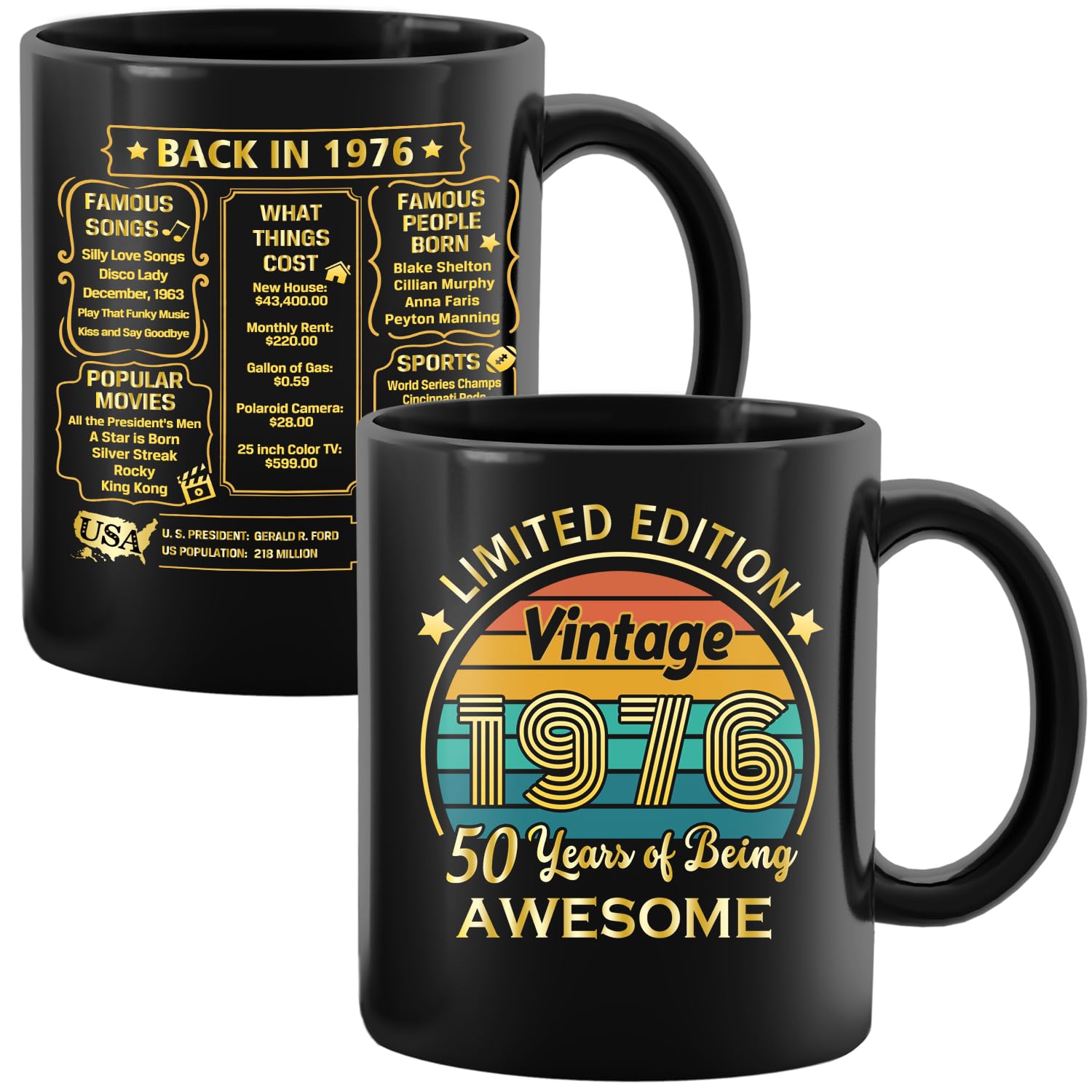 QUPT 50th Birthday Gifts for Women Men, 50th Birthday Gifts for Him, 1976 Birthday Gifts for Women Men, 50 Years Old Gifts, 1976 Birthday Gifts for