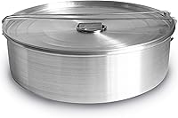 Vista 2 de Molde de flan con tapa, extra grande (10.5 x 3.2 pulgadas) y molde de aluminio para pasteles (11.2 pulgadas)