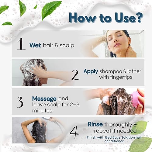 Miniatura 3 de BedBug Be Gone Champú para el tratamiento del cuero cabelludo y el cabello para humanos con cuero cabelludo escamoso, seco y con picazón, reduce la
