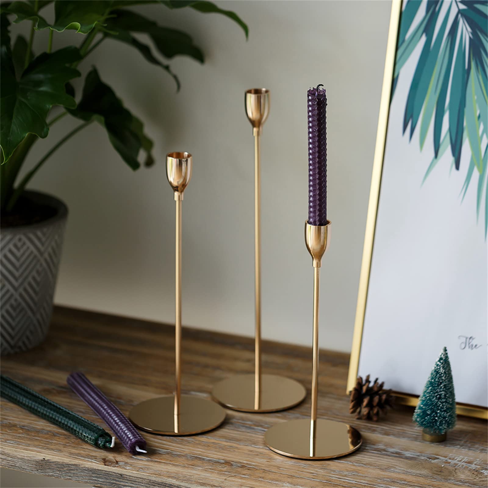 Candeliere Da Parete Vintage In Ferro - Candelabro Decorativo Per Casa E Giardino, Colore Oro - Foto 9