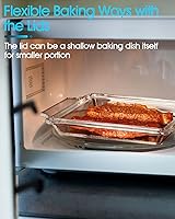 Vista 5 de NUTRIUPS 8x8 Baking Dish Square Casserole Baking Dishes with Glass Cover Glass Casserole Dish with Lid Baking Dish Glass Baking Pan for Baking