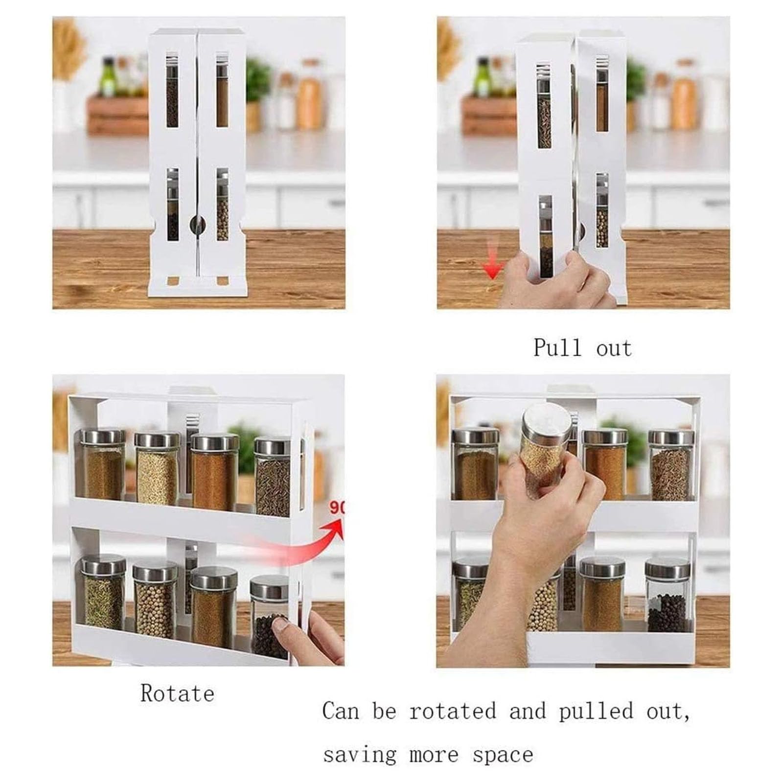 Obrotowy stojak na przyprawy organizer do przechowywania przypraw plastikowy wielofunkcyjny łatwy montaż 28 x 28 x 12 cm akcesoria kuchenne oszczędność miejsca rozwiązanie