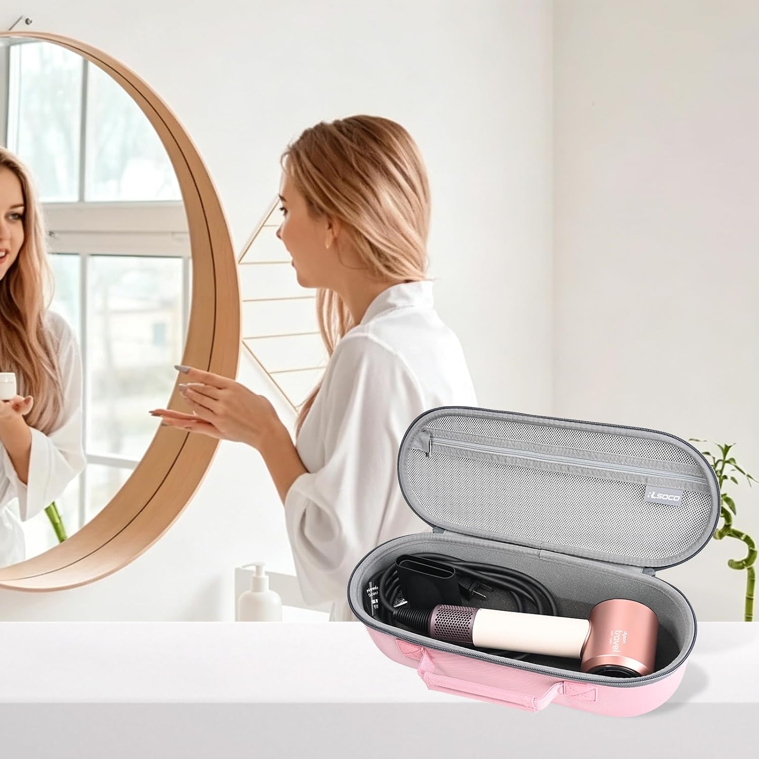 RLSOCO Carrying Case for Dyson Supersonic Travel Hair Dryer HD19 - Pink (Case Only)