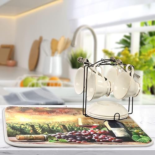 Vista 207 de Tapete de secado de platos de mariposas botánicas para encimera de cocina, almohadilla de secado de microfibra absorbente, grande, 18 x 24 pulgadas