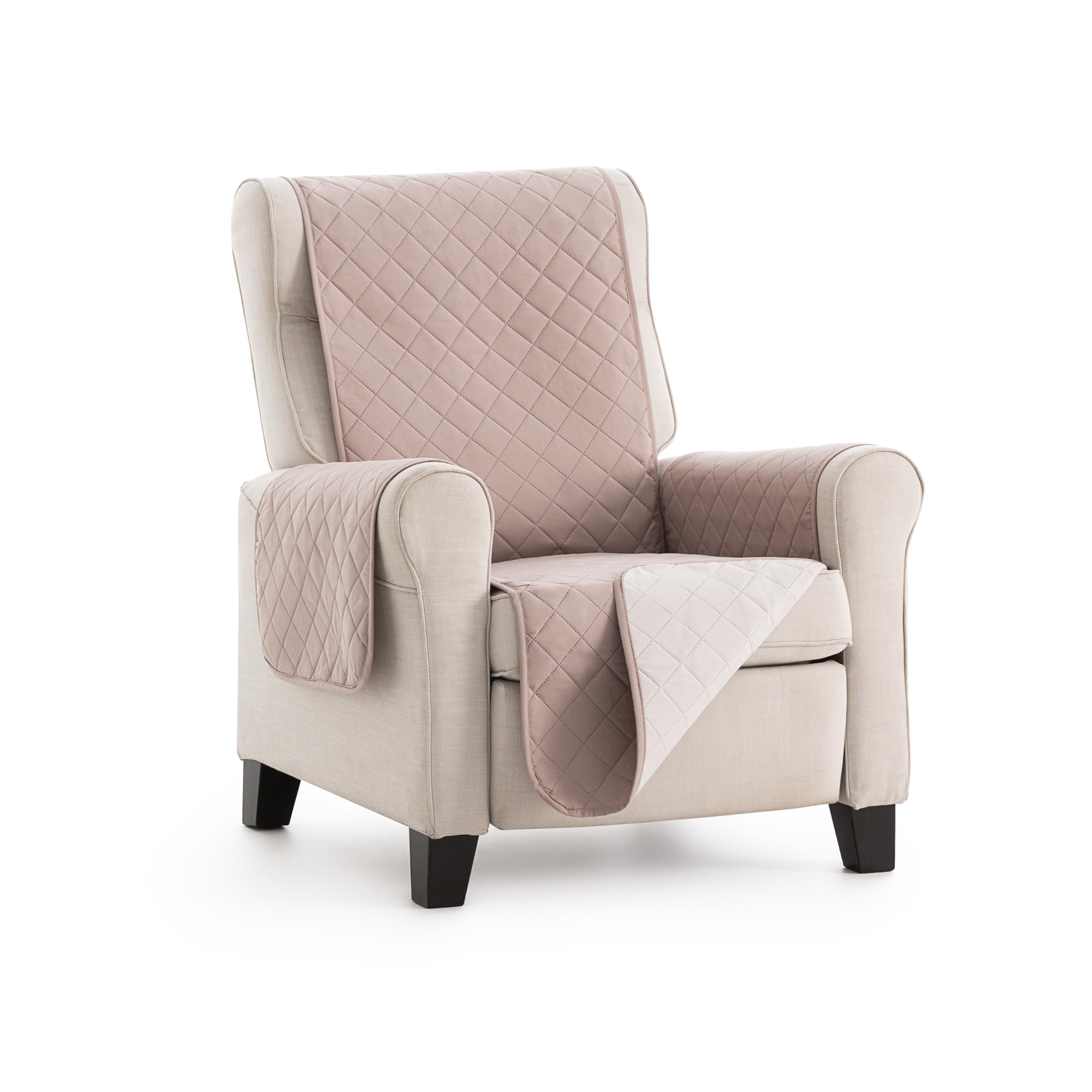 Funda Cubre Sillón Due Acolchada Reversible, 1 Plaza (55 cm), Color Lino/Marfil, Protector de Sillón Relax y Orejero, Tacto Suave y Resistente, Ideal para Mascotas, Fabricada en España OEKO-TEX STANDARD 100