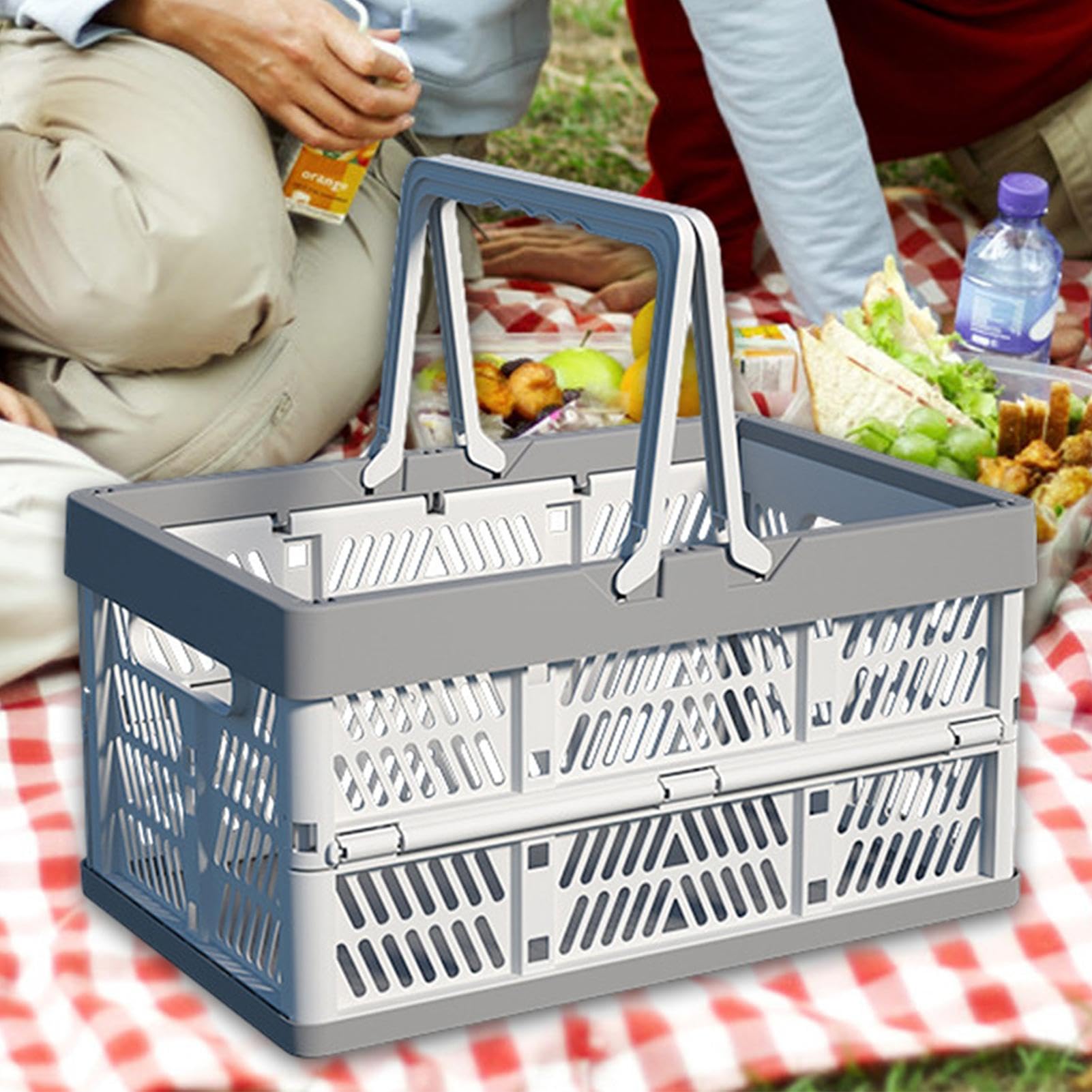 Cassetta Portaoggetti Pieghevole, Cassa Pieghevole 38,5x25x20 Cm Con Manici | Scatola Portaoggetti Pieghevole | Carrello Spesa Pieghevole | Contenitore Per Campeggio, Viaggi, Picnic, Casa E Cucina