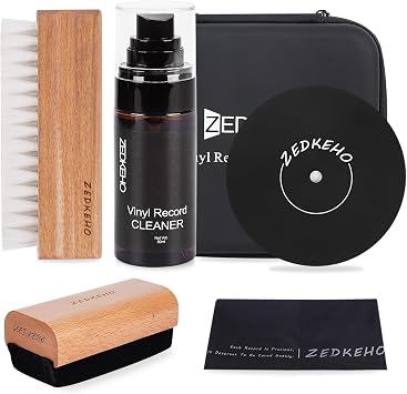 Vinyl Record Cleaning Kit Complete 6-in-1 Record Cleaning Kit, Velvet Brush, Vinyl Record Brush Anti Static, Lps Cleaner, Record Cleaning Cloth, Label Protector, Storage Case - Revitalize Your Vinyl