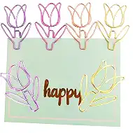 Cute Paper Clips, Colorful Metal Flower Shaped PaperClips, Girls and Women Both Like Office Supplies, Ideal for School, Party, Wedding Decoration, DIY Bookmarks - 20 Pcs with Box (Tulip Flower)