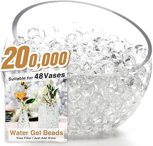 200,000 cuentas de gel de agua grandes transparentes para jarrón, cuentas florales, perlas de agua de gel, relleno de jarrón de perlas de agua para