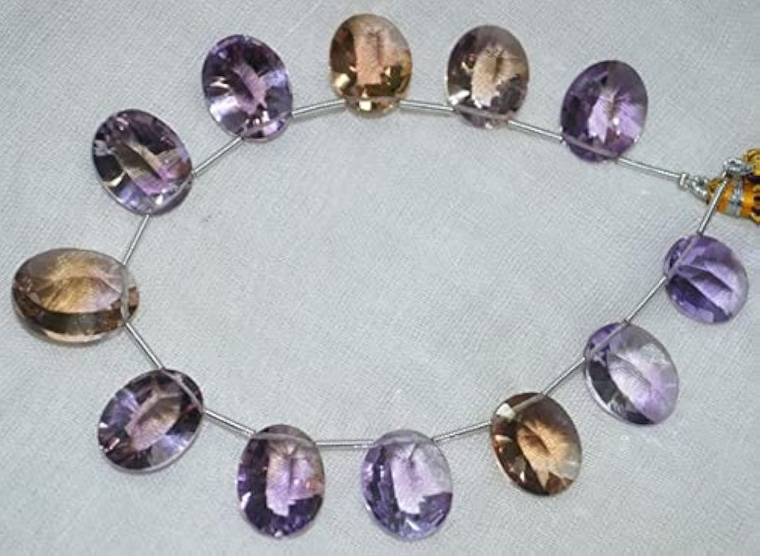 Ametrine ovale facettée side drill perle naturelle 14x12mm pour fabrication de bijoux