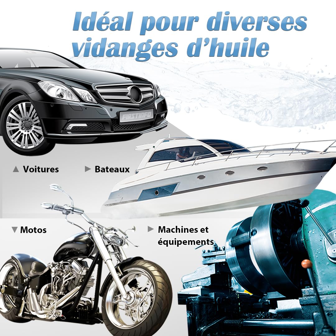 FIRSTINFO A1106H | Extracteur d’Huile 15L Manuel | 3ᵉ génération breveté | Soupape de sécurité | 5 tuyaux Dont Un Ultra-Fin,130 cm | fabriqué à Taïwan