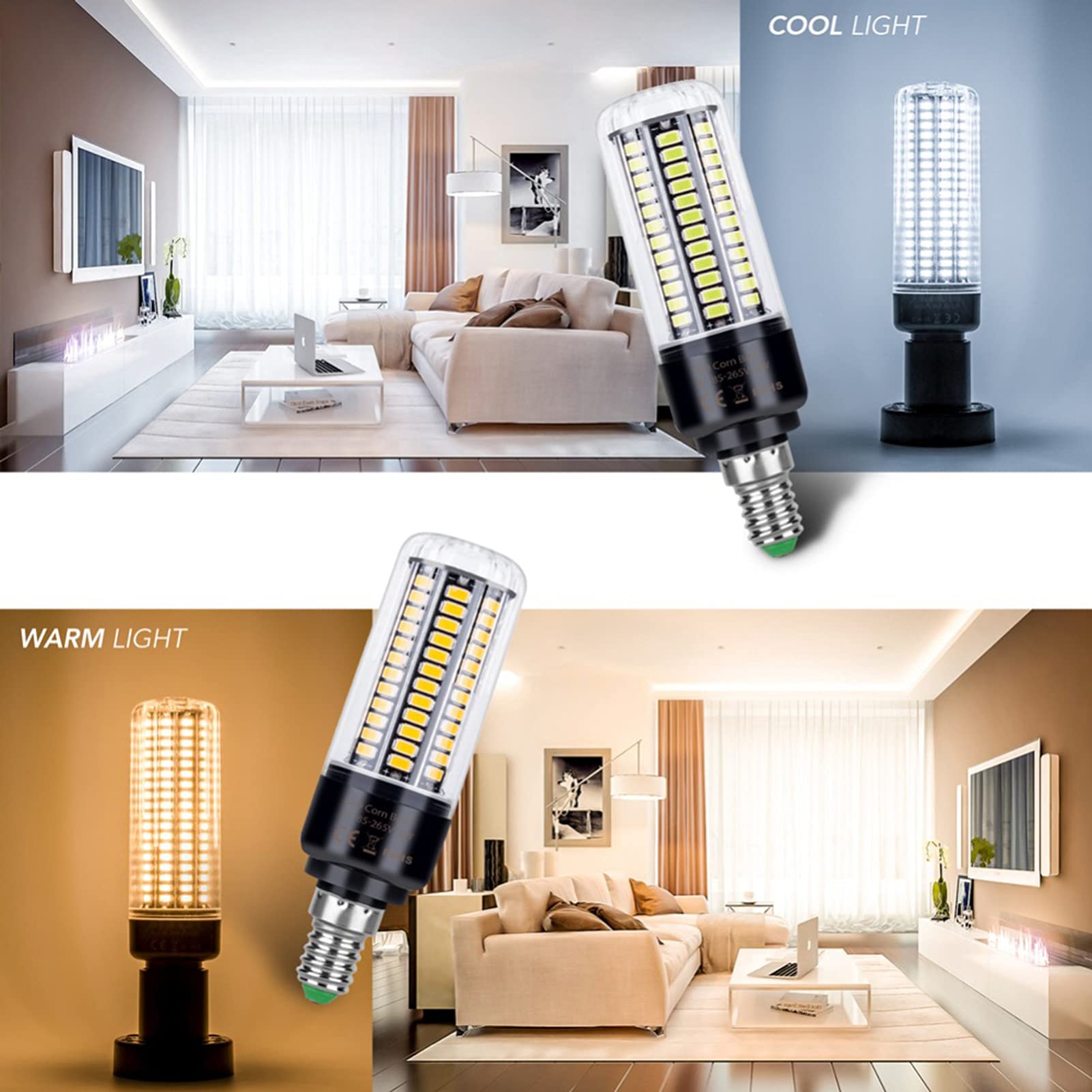 Bombilla LED E27 15 W, equivalente a lámpara halógena 150 W E27 Bombilla LED maíz no regulable, bombilla LED bajo consumo sin parpadeo, 360 grados; Ángulo haz, paquete 2
