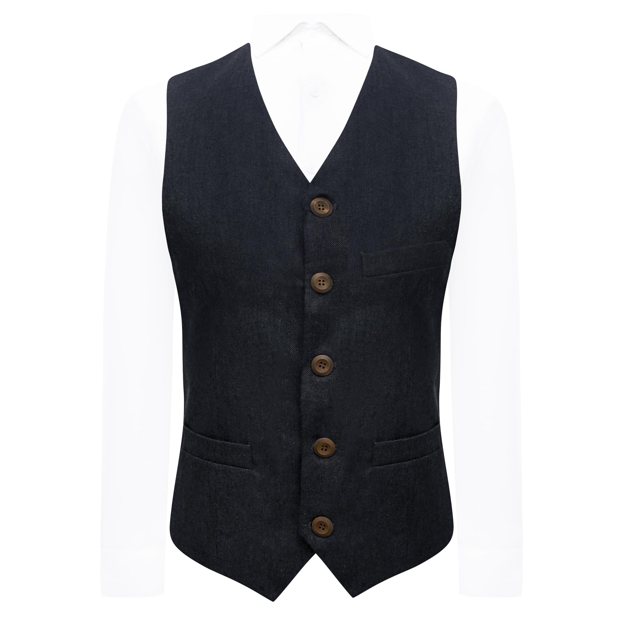 King & Priory Highland Weave Deep Blue Waistcoat - XL