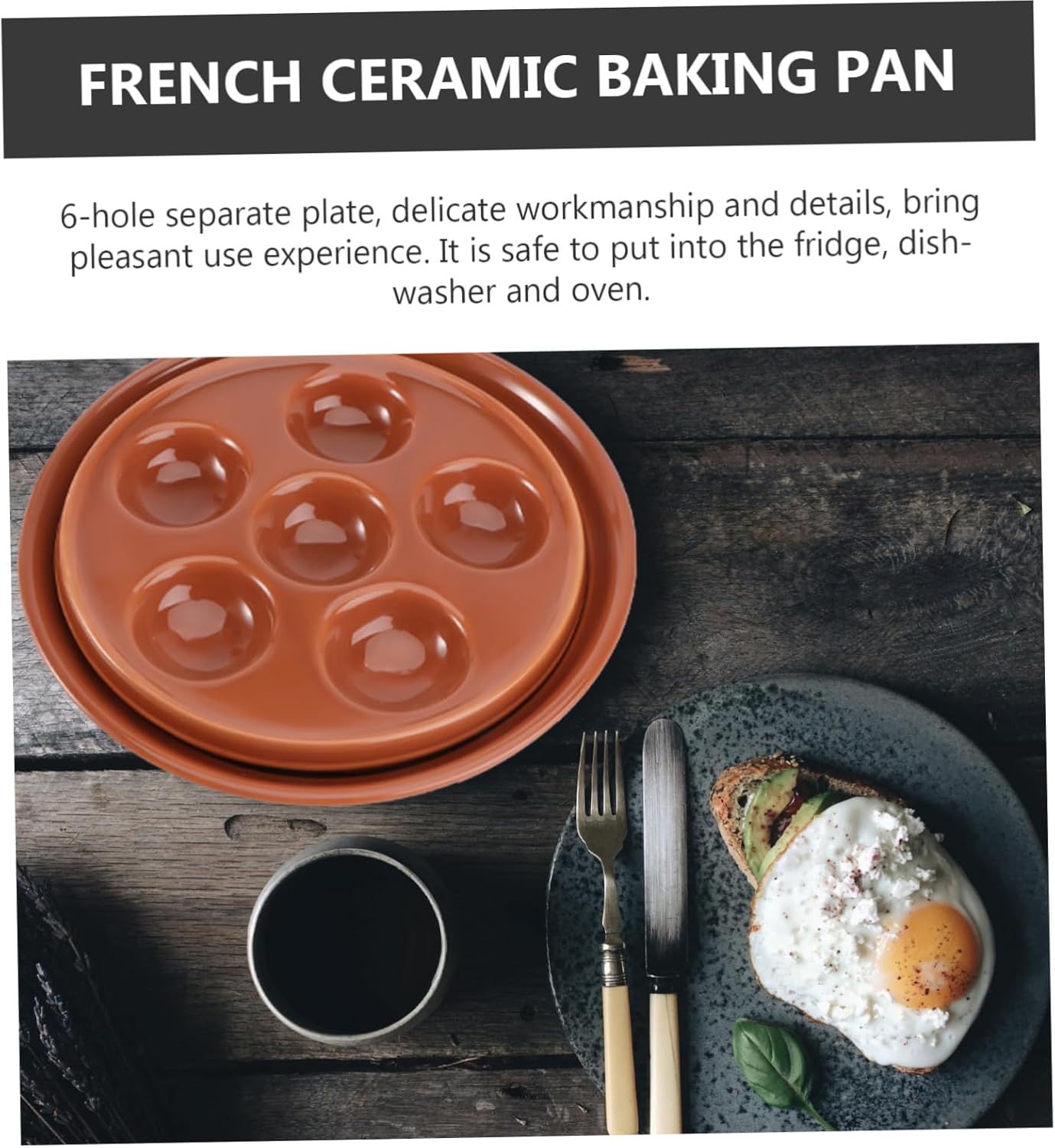 2pcs Ceramic Escargot Dish Round Baking Tray for Snails Abalone French Style Plates for Restaurants Home Use Dark Red