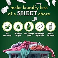 Vista 3 de Hojas de detergente para ropa Biokleen - Sin tinte y sin fragancia, hipoalergénicas, limpiador enzimático, quitamanchas, fórmula bioactiva, sin