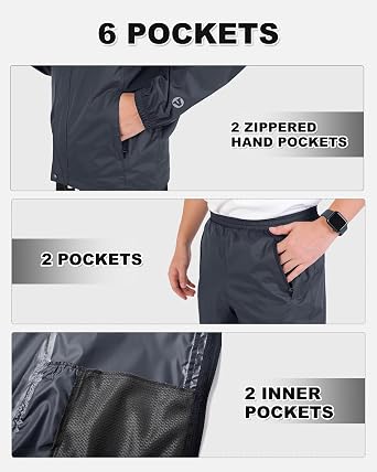 Outdoor Ventures Packable Rain Suit for Men Lightweight Waterproof Breathable Rain Gear for golf Rain Jacket Pants